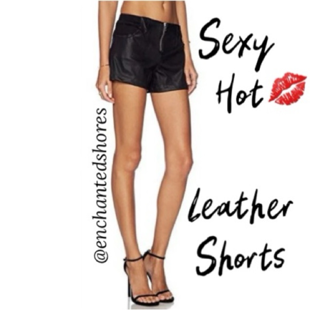 Leather Shorts Joes Jeans Moto Zip Fly Stretch Waist Black Womens Small Size 27